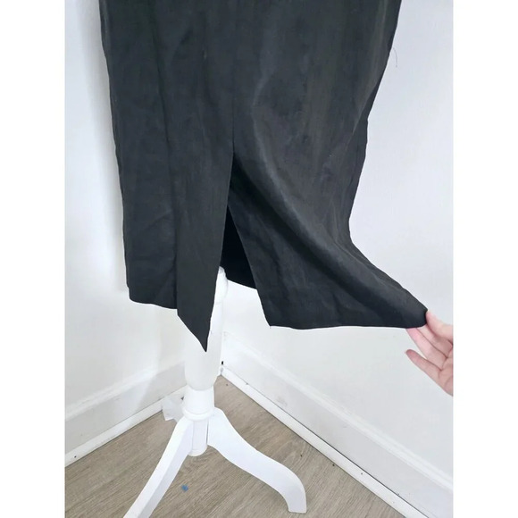 CC Courtenay Black Linen Sleeveless Collard Button Front Midi Vintage Dress 14 L - Picture 7 of 12